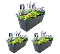 Railing Planter For Outdoor Plants - 3X Metal Rail Box Fence Planter With Detachable Hooks | Fence Garden Gardening Containers For Outside Countryside