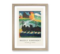 Railroad At Murnau By Wassily Kandinsky Exhibition Museum Painting Framed Print | A4 Oak Framed Wall Art | Ready to Hang | Modern Historical Picture | Living Room Bedroom Lounge Office