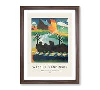 Railroad At Murnau By Wassily Kandinsky Exhibition Museum Painting Framed Print | A4 Walnut Framed Wall Art | Ready to Hang | Modern Historical Picture | Living Room Bedroom Lounge Office