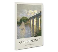 Railroad Bridge, Argenteuil Claude Monet Canvas Print | Gallery Wrapped 30mm Frame Wall Art | 30x20 inches | Ready to Hang | Impressionist Cityscape Picture | Living Room Bedroom Lounge Office