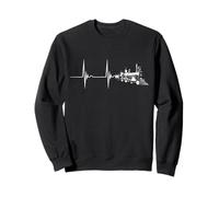 Railroad Heartbeat EKG Pulse Old Steam Locomotive Train Sweatshirt