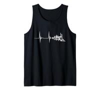 Railroad Heartbeat EKG Pulse Old Steam Locomotive Train Tank Top