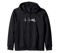 Railroad Heartbeat EKG Pulse Old Steam Locomotive Train Zip Hoodie