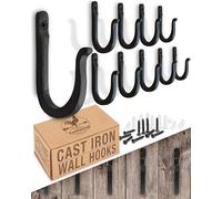 Railroad Spike Cast Iron Hooks (10 Pack) Handmade Blacksmith, Wall Mounted, Farmhouse Decorative Cast Iron Wall Hooks, Vintage Hooks for Hanging Coats, Bags or Pots in Pantry (Black)