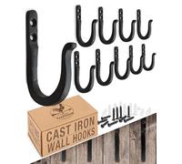 Railroad Spike Cast Iron Hooks (10 Pack) Two Mounting Holes for Greater Strength - Handmade Blacksmith, Wall Mounted, Farmhouse Decor Cast Iron Wall Hooks, Vintage Hooks for Hanging (3.75 inches tall)