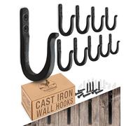 Railroad Spike Cast Iron Hooks (10 Pack) Two Mounting Holes for Greater Strength - Handmade Blacksmith, Wall Mounted, Farmhouse Decor Cast Iron Wall Hooks, Vintage Hooks for Hanging (3.75 inches tall)