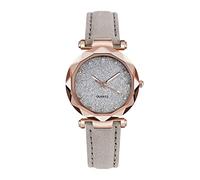 Railroad Watch Silver Powder Diamond Face Women's Watch Frosted Leather Strap for Women's Casual Trend Two Piece Set Watch Rubber Watch Strap 22mm (G, One Size)