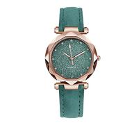 Railroad Watch Silver Powder Diamond Face Women's Watch Frosted Leather Strap for Women's Casual Trend Two Piece Set Watch Rubber Watch Strap 22mm (F, One Size)