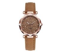 Railroad Watch Silver Powder Diamond Face Women's Watch Frosted Leather Strap for Women's Casual Trend Two Piece Set Watch Rubber Watch Strap 22mm (E, One Size)