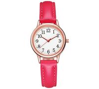 Railroad Watches Leather Watch Women's Sleek Quartz Dial Fashion with Strap Watch Women's Watch Wristwatch with Second Hand (Red, One Size)