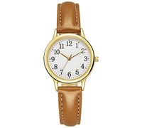 Railroad Watches Leather Watch Women's Sleek Quartz Dial Fashion with Strap Watch Women's Watch Wristwatch with Second Hand (Brown, One Size)