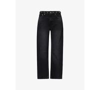 Rails Womens Rails Samo Studded Barrel-Leg Denim Jeans Samo Black Stone Studded 26