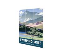 Railway Museum Sweeping Skies North Wales Micro Wood Print Multicoloured (29.5Cm X 20Cm)