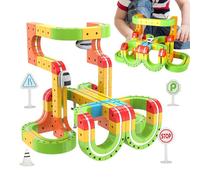 Railway Network Magnetic Toy - Creative Motorized Kit with Colorful Guided Rails Science Early Learning Build | For Small Cadets Recreation Room Learn Home Winter Parties