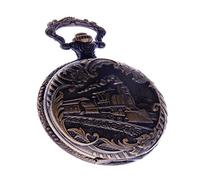Railway Train Pocket Watch with Chain Quartz Movement Arabic Numerals Full Hunter Vintage Design PW-41