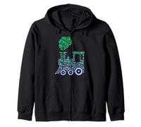 Railway Train Silhouette Icon Train Buff Gear | Boys Train Zip Hoodie