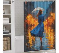 Rain And Amber - Walking Through The Memory Lights Hilarious Bath Curtain Washable Waterproof Cloth Fabric Shower Curtain Waterproof Mould for Bathtub Shower Stall 56.30x70.87Inch（143x180cm）