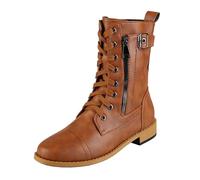 Rain Ankle Boots Women's Half Boots Autumn Flat with Zip, brown, 9 UK