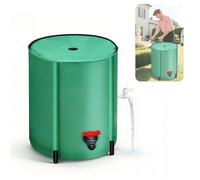 Rain Barrel, 200L Collapsible Rain Barrel Water Collection System Water Butt with Outlet Mesh Filter and 2 Taps Green Rainwater Tank for Garden with Overflow Protection Rainwater Container with Lid