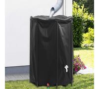 Rain Barrel Collapsible PVC 1000L Black 100x120cm with Spigot & Mesh Inlet Fold