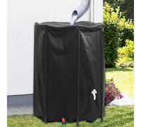 Rain Barrel Collapsible PVC 1350L Black 100cm x 120cm with Spigot & Filter Hose