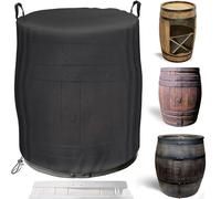 Rain Barrel Cover, Waterproof, 420D Oxford Full Tarpaulin, Suitable for Slim Rain Barrel, Wine Barrel, Windproof, Winterproof, Weatherproof, UV-Resistant (75 x 75 x 125 cm)
