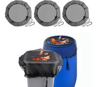 Rain Barrel Net Cover, 3Pcs Water Butt Cover Adjustable, Reusable 160cm Fine Mesh Protective Screen Filter with Drawstring, for Outdoor Garden Catchment Bucket Preventing Fallen Leaves (Black,45cm)