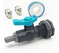 Rain Barrel Spigot Kit PVC Bulkhead Fitting with Ball Valve and Garden Hose Adapter Barb 12.5mm(1/2") OD and Pipe Clamps and Thread Seal Tape(kit for 12.5mm ID hose)