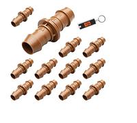 Rain Bird 12 Pack 1/2" Drip Irrigation Fittings, Polyethylene Barb Coupling Connectors, Includes LED Keychain Light