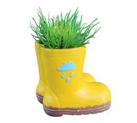 Rain Boot Planter | Yellow Rainboot Shaped Resin Vase | Planter Centerpiece Ornament Pen Holder | Yellow Ceramic Double Boot Shaped Indoor Plant Pot | Flower Pots For Indoor Outdoor