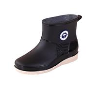 Rain Boots Big Legs Cotton for Warmth Daily Shoes Fashionable Women Rain Boots Rain Shoes (Black, 6)