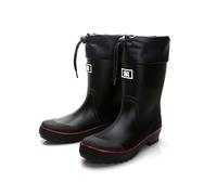 Rain Boots for Men Waterproof PVC Rubber Boots for Men Garden Boots Comfortable Mid Calf Lightweight Adjustable Shoes Elastic Chelsea Yard Rain Boots, Black, red, 28.0 cm