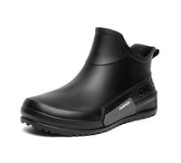 Rain Boots for Unisex Printed Rubber Waterproof Wellington Fully Wellies Ankle Short Booties Walking Black