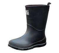 Rain Boots for Unisex Printed Rubber Waterproof Wellington Wider Calf Fitting Wellies Adults Black Welly Walking