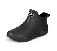 Rain Boots for Unisex Printed Rubber Wellies Waterproof Short Fully Mens Mid Calf Wellington Easy to Clean Black