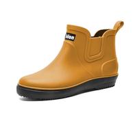 Rain Boots for Unisex Printed Rubber Wellies Waterproof Short Fully Non-Slip Walking Yellow