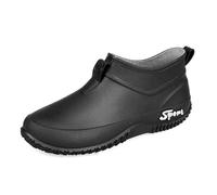 Rain Boots for Unisex Printed Rubber Wellies Waterproof Short High Ankle Mucker Snow Shoes Non-Slip Easier On Off Good Black