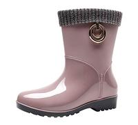 Rain Boots for Unisex Women's Glossy Boot Ladies Rubber Festival Mens Wellies Waterproof Ankle Short Booties Easier On Off Good Beige