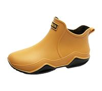 Rain Boots for Unisex Women's Glossy Boot Ladies Rubber Festival Wider Calf Fitting Mens Short Mid Wellies Motorbike Outdoors Garden Walking Khaki