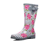 Rain Boots for Women, Ladies Tall and Mid Calf Solid Waterproof Rubber boots for Garden by Landchief, Rose, 8 UK