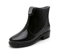 Rain Boots for Women Men Printed Rubber Ladies Festival Fully Waterproof Snow Outdoor Wellies Unisex Wellington Soft Wool Lining Black