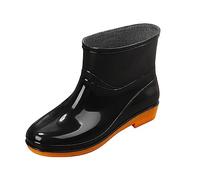 Rain Boots for Women Men Short Leg Half-Height Ladies Rubber Festival High Ankle Mucker Snow Shoes Adults Black Welly Outdoors Garden Walking