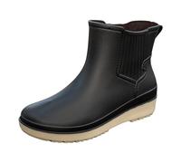 Rain Boots for Women Men Women's Glossy Boot Wellies Waterproof Short Eva/PVC Footbed Motorbike Walking Black