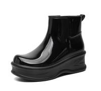 Rain Boots for Women Men Women's Glossy Boot Wellies Waterproof Short High Ankle Mucker Snow Rubber Shoes Unisex Wellington Outdoors Garden Walking Black