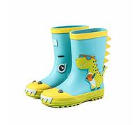 Rain Boots Kids Boys Girls Kids Wellies Waterproof Lightweight Wellington Boots for Outdoor Dinosaur Cartoon Pattern for Wider Calf Fitting Outdoors Garden Walking Sturdy Grip (E, 13 Little Child)