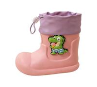Rain Boots Kids Waterproof Wellies Ankle Height Wellington Boots Glitter Water Shoes Galoshes Machine Washable Water Park Splash Play Autumn Leaves for 2-11 Years Pink