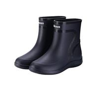 Rain Boots Light Rain Women Buckle Shoe Toe Middle Women's Boots (BK1, 4.5)