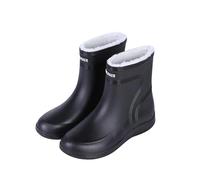 Rain Boots Light Rain Women Buckle Shoe Toe Middle Women's Boots (BK3, 4.5)