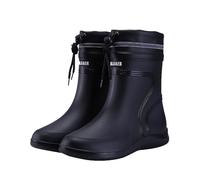 Rain Boots Light Rain Women Buckle Shoe Toe Middle Women's Boots (BK4, 7)