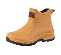 Rain Boots Men Women Adult Wellington Boots Waterproof Half Boots with Non-Slip Sole Block Heel Garden Shoes Ankle Rubber Boots with Comfort Footbed Comfortable Trekking Boots, orange, 8.5 UK